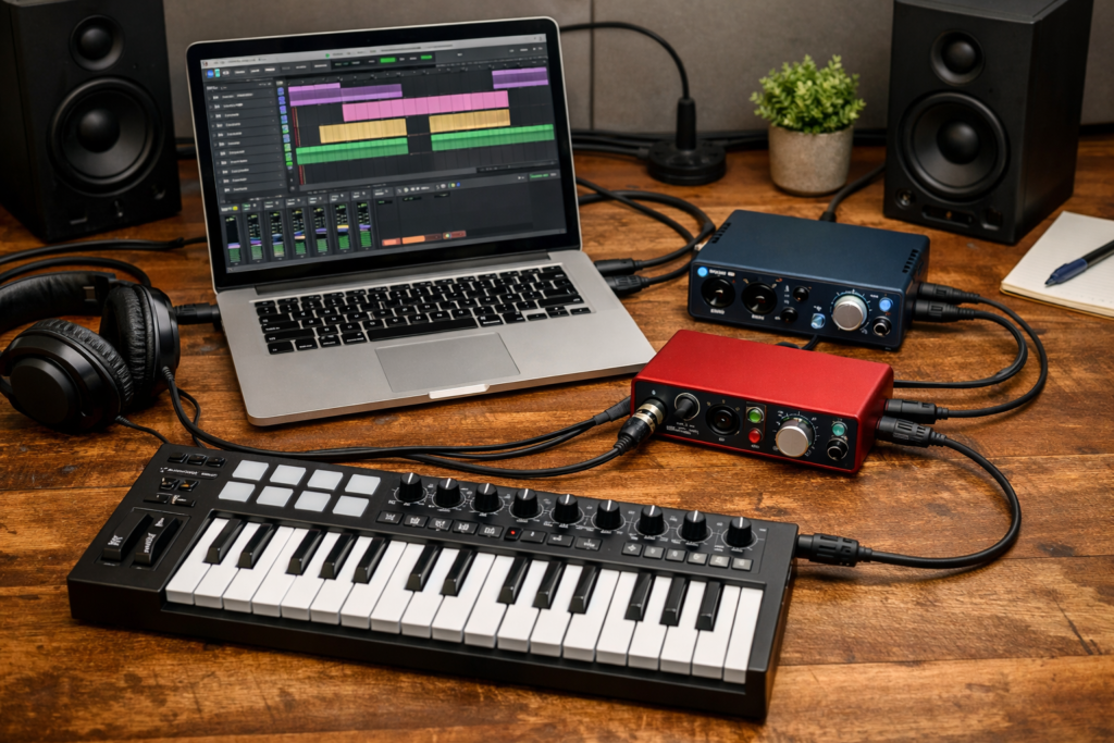 Setup alat live playback music pemula